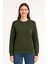 Üç Iplik Düz Bisiklet Yaka Sweatshirt - Haki 2
