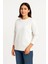 Üç Iplik Düz Bisiklet Yaka Sweatshirt - Beyaz 4