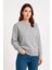 Üç Iplik Düz Bisiklet Yaka Sweatshirt - Gri 1