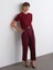 72178 Kemerli Cep Kapaklı Yüksek Bel Pantolon-Bordo 1