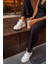 Kadın Sneaker Yüksek Taban Bağcıklı Spor Ayakkabı Azin Beyaz 6