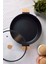Cookwood Black Indüksiyon Tabanlı Ahşap Kulplu Kapaklı Seramik Basık Tencere 28 cm 3