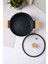 Cookwood Black Indüksiyon Tabanlı Ahşap Kulplu Kapaklı Seramik Derin Tencere 20 cm 2