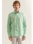 Erkek Mint Yeşil %100 Keten Modern Fit Cepsiz Gömlek 4
