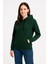 Kadın Üç Iplik Kapüşonlu Kanguru Çepli Sweatshirt Hoodie - Haki 1