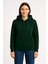 Kadın Üç Iplik Kapüşonlu Kanguru Çepli Sweatshirt Hoodie - Haki 3