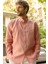 Erkek %100 Keten Toz Pembe Blush Düğmeli Yaka Modern Fit Cepsiz Gömlek 1