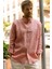 Erkek %100 Keten Toz Pembe Blush Düğmeli Yaka Modern Fit Cepsiz Gömlek 2