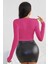 Kadın Fuşya Uzun Kol Crop Top Bluz Kare Yaka 3