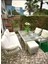 Kaş 3+1+1+Masa Rattan Bahçe Balkon Mobilyası,Krem Kumaş 3