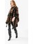 Ekose Desen Balıkçı Dikişli Desenli Dokuma Triko Panço, Deri ve Düğme Detaylı Püsküllü Kadın Dış Giyim Panço 6