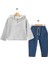 Müslin Kapşonlu Düğmeli Erkek Bebek Takım 1