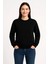 Üç Iplik Düz Bisiklet Yaka Sweatshirt - Siyah 2