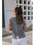 Kadın Yuvarlak Yaka Kol Etek Lazer Kesim Yırtmaç Detaylı Modal T-Shirt 2