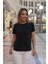 Kadın Yuvarlak Yaka Kol Etek Lazer Kesim Yırtmaç Detaylı Modal T-Shirt 7