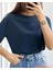 Kadın Yuvarlak Yaka Kol Etek Lazer Kesim Yırtmaç Detaylı Modal T-Shirt 2