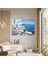 Santorini Cam Tablo Sanatı - Modern Manzara Resmi - Güneşli Güzellik Modern Yağlı Boya Resmi 3