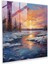Canlı Kış Günbatımı Cam Tablo - Kış Donmuş Göl Yağlı Boya Kış Günbatımı 1