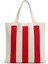 Kadın Kırmızı Stripes Örgü Tote Omuz Çantası 3