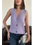 Saç Örgülü Premium Triko Yelek- Lila 5