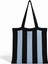 Kadın Mavi Stripes Örgü Tote Omuz Çantası 3