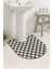 Dama Desenli Kaymaz Taban Yıkanabilir 80X50 cm Tekli Oval Banyo Lavabo Paspası Chess 1
