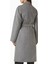 Belted Coat, Merino Yün, Kemerli ve Kimono Kollu Palto, Gri 3
