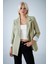 Kadın Çağla Yeşili Çizgi Astarlı Blazer Ceket BES3049 2