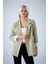 Kadın Çağla Yeşili Çizgi Astarlı Blazer Ceket BES3049 3