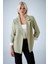 Kadın Çağla Yeşili Çizgi Astarlı Blazer Ceket BES3049 5
