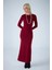 Kadın Bordo Sırt Detaylı Maxi Elbise HO58 3