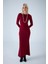 Kadın Bordo Sırt Detaylı Maxi Elbise HO58 5