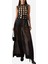 Organza Sheer Geniş Paça Pantolon, Siyah 2