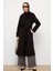 Dik Yaka Oversize Uzun Kaban Siyah 3124 1