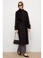 Dik Yaka Oversize Uzun Kaban Siyah 3124 4