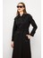 Grogren Detaylı Su Itici Özellikli Uzun Trençkot Siyah 6778 3