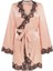 Amelea Pudra Pembe Saten Kruvaze Pijama Üstü Siyah Dantel Detaylı Uzun Kollu Lüks Kadın Şıklığı 1