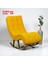 Sallanan Koltuk – Sarı Teddy Kumaş, Modern Ahşap Ayaklı Geniş Dinlenme Koltuğu 160x75 2