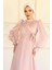 Yandan Bağlamalı Manşet Detaylı Yoryo Ipek Tesettür Abiye Pudra 1241 3