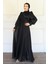 Yandan Bağlamalı Manşet Detaylı Yoryo Ipek Tesettür Abiye Siyah 1241 4