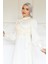 Yandan Bağlamalı Manşet Detaylı Yoryo Ipek Tesettür Abiye Ekru 1241 3