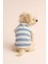 %100 Pamuk Kedi ve Köpek Kıyafeti - Mavi Beyaz Çizgili Basic T-Shirt 1