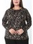 Kadın Desenli Likralı Yünlü Viskon Bluz 2