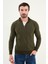 Çizgili Slim Fit Fermuarlı Yarım Balıkçı Yaka Şönil Kumaş Erkek Triko Kazak 1