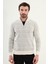 Desenli Slim Fit Fermuarlı Yarım Balıkçı Yaka Şönil Kumaş Erkek Triko Kazak 1
