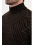 Desenli Slim Fit Yarım Balıkçı Yaka Şönil Kumaş Erkek Triko Kazak 2