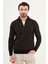 Çizgili Slim Fit Fermuarlı Yarım Balıkçı Yaka Şönil Kumaş Erkek Triko Kazak 1