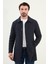 Desenli Slim Fit Gömlek Yaka Erkek Trench Coat 1