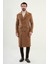 Düz Slim Fit Torba Cep Geniş Yaka Kruvaze Uzun Kaşe Erkek Kaban 4
