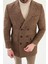 Ekoseli Slim Fit Geniş Yaka Kruvaze Yün Erkek Kaban 2